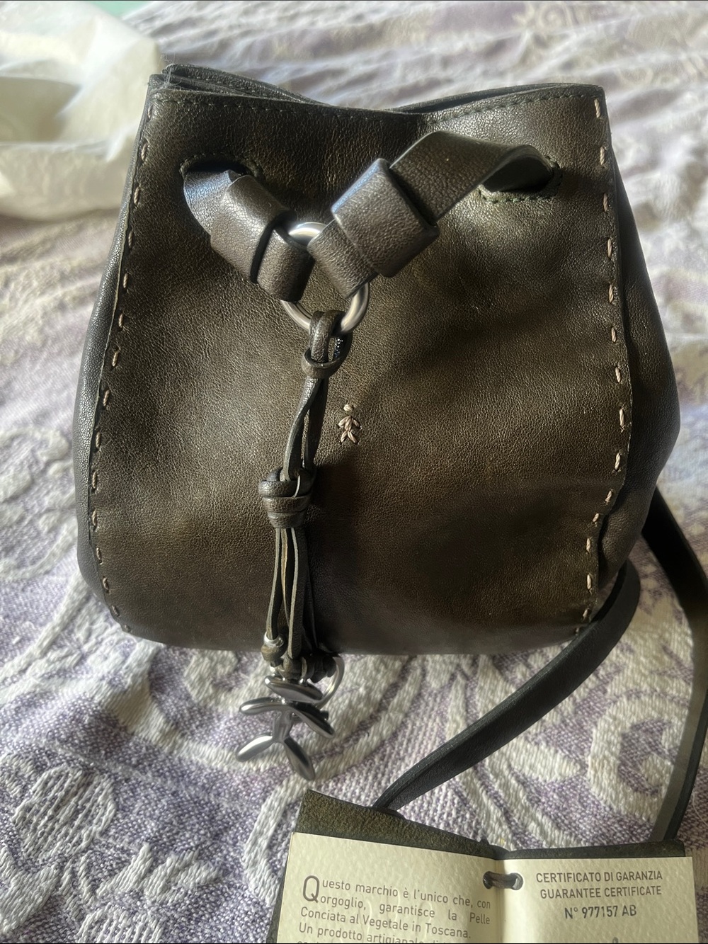 Henry beguelin small olive colored Vegetable-Tanned Leather Crossbody Bag - Picture 2 of 7